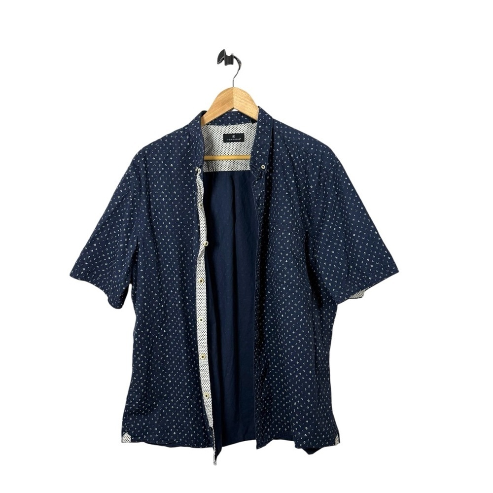 7 Diamonds Men’s Printed Answers in the Sun Button Down in Navy/White Size 3XL